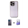 MARSİLYAN™- iPhone 13 Pro Max Kılıf Vadi Minimal - Siyah Bilvis 5in1 5D Magic Hayalet Cam Ekran Koruyucu + Neon Fosforlu Kamera Lens - MI