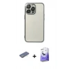 MARSİLYAN™- iPhone 13 Pro Max Kılıf Vadi Minimal - Siyah Bilvis 5in1 5D Magic Hayalet Cam Ekran Koruyucu + Renkli Kamera Lens Koruma Cam - YL
