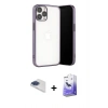 MARSİLYAN™- iPhone 13 Pro Max Kılıf Vadi Minimal - Siyah Bilvis 5in1 5D Magic Hayalet Cam Ekran Koruyucu + Pers Alüminyum Kamera Lens - LT
