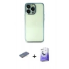 MARSİLYAN™- iPhone 13 Pro Max Kılıf Vadi Minimal - Siyah Bilvis 5in1 5D Magic Hayalet Cam Ekran Koruyucu + Renkli Kamera Lens Koruma Cam - YL