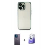 MARSİLYAN™- iPhone 13 Pro Max Kılıf Vadi Minimal - Siyah Bilvis 5in1 5D Magic Hayalet Cam Ekran Koruyucu + Neon Fosforlu Kamera Lens - MI
