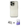 MARSİLYAN™- iPhone 13 Pro Max Kılıf Vadi Minimal - Siyah Bilvis 5in1 5D Magic Hayalet Cam Ekran Koruyucu + Rainbow Kamera Lens Koruma Cam - BZ