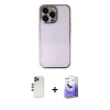 MARSİLYAN™- iPhone 13 Pro Max Kılıf Vadi Minimal - Siyah Bilvis 5in1 5D Magic Hayalet Cam Ekran Koruyucu + Gold Shine Kamera Lens