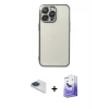 MARSİLYAN™- iPhone 13 Pro Max Kılıf Vadi Minimal - Siyah Bilvis 5in1 5D Magic Hayalet Cam Ekran Koruyucu + Pers Alüminyum Kamera Lens - LT
