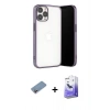 MARSİLYAN™- iPhone 13 Pro Max Kılıf Vadi Minimal - Siyah Bilvis 5in1 5D Magic Hayalet Cam Ekran Koruyucu + Shine Kamera Lens Koruma Cam - PE