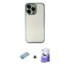 MARSİLYAN™- iPhone 13 Pro Max Kılıf Vadi Minimal - Siyah Bilvis 5in1 5D Magic Hayalet Cam Ekran Koruyucu + Mavi Shine Kamera Lens Koruma Cam