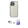MARSİLYAN™- iPhone 13 Pro Max Kılıf Vadi Minimal - Siyah Bilvis 5in1 5D Magic Hayalet Cam Ekran Koruyucu + Pers Alüminyum Kamera Lens - KI