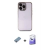 MARSİLYAN™- iPhone 13 Pro Max Kılıf Vadi Minimal - Siyah Bilvis 5in1 5D Magic Hayalet Cam Ekran Koruyucu + Shine Kamera Lens Koruma Cam - GI