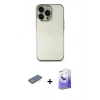 MARSİLYAN™- iPhone 13 Pro Max Kılıf Vadi Minimal - Siyah Bilvis 5in1 5D Magic Hayalet Cam Ekran Koruyucu + Renkli Kamera Lens Koruma Cam - YL