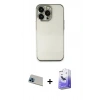 MARSİLYAN™- iPhone 13 Pro Max Kılıf Vadi Minimal - Siyah Bilvis 5in1 5D Magic Hayalet Cam Ekran Koruyucu + Rainbow Kamera Lens Koruma Cam - MI