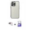 MARSİLYAN™- iPhone 13 Pro Max Kılıf Vadi Minimal - Siyah Bilvis 5in1 5D Magic Hayalet Cam Ekran Koruyucu + Pers Alüminyum Kamera Lens - GI