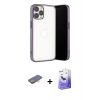 MARSİLYAN™- iPhone 13 Pro Max Kılıf Vadi Minimal - Siyah Bilvis 5in1 5D Magic Hayalet Cam Ekran Koruyucu + Renkli Kamera Lens Koruma Cam - TU