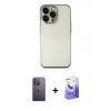 MARSİLYAN™- iPhone 13 Pro Max Kılıf Vadi Minimal - Siyah Bilvis 5in1 5D Magic Hayalet Cam Ekran Koruyucu + Neon Fosforlu Kamera Lens - BZ
