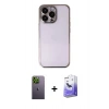 MARSİLYAN™- iPhone 13 Pro Max Kılıf Vadi Minimal - Siyah Bilvis 5in1 5D Magic Hayalet Cam Ekran Koruyucu + Neon Fosforlu Kamera Lens - YL