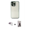 MARSİLYAN™- iPhone 13 Pro Max Kılıf Vadi Minimal - Siyah Bilvis Hayalet Cam Ekran Koruyucu + Pers Alüminyum Kamera Lens - GI