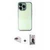 MARSİLYAN™- iPhone 13 Pro Max Kılıf Vadi Minimal - Siyah Bilvis Hayalet Cam Ekran Koruyucu + Pers Alüminyum Kamera Lens - GI