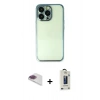 MARSİLYAN™- iPhone 13 Pro Max Kılıf Vadi Minimal - Siyah Bilvis Hayalet Cam Ekran Koruyucu + Pers Alüminyum Kamera Lens - GI