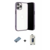 MARSİLYAN™- iPhone 13 Pro Max Kılıf Vadi Minimal - Siyah Bilvis Hayalet Cam Ekran Koruyucu + Shine Kamera Lens Koruma Cam - GI
