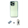 MARSİLYAN™- iPhone 13 Pro Max Kılıf Vadi Minimal - Siyah Bilvis Hayalet Cam Ekran Koruyucu + Shine Kamera Lens Koruma Cam - GI
