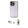 MARSİLYAN™- iPhone 13 Pro Max Kılıf Vadi Minimal - Siyah Bilvis Hayalet Cam Ekran Koruyucu + Pers Alüminyum Kamera Lens - GD