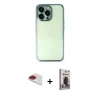 MARSİLYAN™- iPhone 13 Pro Max Kılıf Vadi Minimal - Siyah Bilvis Hayalet Cam Ekran Koruyucu + Pers Alüminyum Kamera Lens - KI