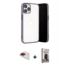 MARSİLYAN™- iPhone 13 Pro Max Kılıf Vadi Minimal - Siyah Bilvis Hayalet Cam Ekran Koruyucu + Pers Alüminyum Kamera Lens - KI
