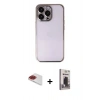 MARSİLYAN™- iPhone 13 Pro Max Kılıf Vadi Minimal - Siyah Bilvis Hayalet Cam Ekran Koruyucu + Pers Alüminyum Kamera Lens - KI