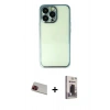 MARSİLYAN™- iPhone 13 Pro Max Kılıf Vadi Minimal - Siyah Bilvis Hayalet Cam Ekran Koruyucu + Rainbow Kamera Lens Koruma Cam - KI
