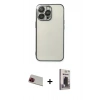 MARSİLYAN™- iPhone 13 Pro Max Kılıf Vadi Minimal - Siyah Bilvis Hayalet Cam Ekran Koruyucu + Rainbow Kamera Lens Koruma Cam - KI