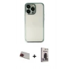 MARSİLYAN™- iPhone 13 Pro Max Kılıf Vadi Minimal - Siyah Bilvis Hayalet Cam Ekran Koruyucu + Rainbow Kamera Lens Koruma Cam - KI