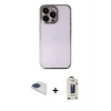 MARSİLYAN™- iPhone 13 Pro Max Kılıf Vadi Minimal - Siyah Bilvis Hayalet Cam Ekran Koruyucu + Pers Alüminyum Kamera Lens - LT