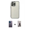 MARSİLYAN™- iPhone 13 Pro Max Kılıf Vadi Minimal - Siyah Bilvis Hayalet Cam Ekran Koruyucu + Neon Fosforlu Kamera Lens - MI