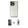 MARSİLYAN™- iPhone 13 Pro Max Kılıf Vadi Minimal - Siyah Bilvis Hayalet Cam Ekran Koruyucu + Neon Fosforlu Kamera Lens - MI