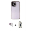 MARSİLYAN™- iPhone 13 Pro Max Kılıf Vadi Minimal - Siyah Bilvis Hayalet Cam Ekran Koruyucu + Pers Alüminyum Kamera Lens - GI