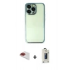 MARSİLYAN™- iPhone 13 Pro Max Kılıf Vadi Minimal - Siyah Bilvis Hayalet Cam Ekran Koruyucu + Pers Alüminyum Kamera Lens - KI