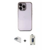 MARSİLYAN™- iPhone 13 Pro Max Kılıf Vadi Minimal - Siyah Bilvis Hayalet Cam Ekran Koruyucu + Pers Alüminyum Kamera Lens - SABE