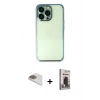MARSİLYAN™- iPhone 13 Pro Max Kılıf Vadi Minimal - Siyah Bilvis Hayalet Cam Ekran Koruyucu + Pers Alüminyum Kamera Lens - GD