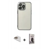 MARSİLYAN™- iPhone 13 Pro Max Kılıf Vadi Minimal - Siyah Bilvis Hayalet Cam Ekran Koruyucu + Pers Alüminyum Kamera Lens - GD