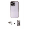 MARSİLYAN™- iPhone 13 Pro Max Kılıf Vadi Minimal - Siyah Bilvis Hayalet Cam Ekran Koruyucu + Pers Alüminyum Kamera Lens - GD