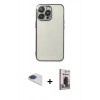 MARSİLYAN™- iPhone 13 Pro Max Kılıf Vadi Minimal - Siyah Bilvis Hayalet Cam Ekran Koruyucu + Pers Alüminyum Kamera Lens - LT