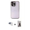 MARSİLYAN™- iPhone 13 Pro Max Kılıf Vadi Minimal - Siyah Bilvis Hayalet Cam Ekran Koruyucu + Pers Alüminyum Kamera Lens - LT
