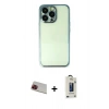 MARSİLYAN™- iPhone 13 Pro Max Kılıf Vadi Minimal - Siyah Bilvis Hayalet Cam Ekran Koruyucu + Rainbow Kamera Lens Koruma Cam - KI