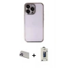 MARSİLYAN™- iPhone 13 Pro Max Kılıf Vadi Minimal - Siyah Bilvis Hayalet Cam Ekran Koruyucu + Rainbow Kamera Lens Koruma Cam - MR
