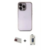 MARSİLYAN™- iPhone 13 Pro Max Kılıf Vadi Minimal - Siyah Bilvis Hayalet Cam Ekran Koruyucu + Rainbow Kamera Lens Koruma Cam - KI