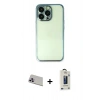 MARSİLYAN™- iPhone 13 Pro Max Kılıf Vadi Minimal - Siyah Bilvis Hayalet Cam Ekran Koruyucu + Rainbow Kamera Lens Koruma Cam - MR