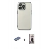 MARSİLYAN™- iPhone 13 Pro Max Kılıf Vadi Minimal - Siyah Bilvis Hayalet Cam Ekran Koruyucu + Renkli Kamera Lens Koruma Cam - YL