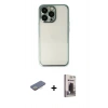 MARSİLYAN™- iPhone 13 Pro Max Kılıf Vadi Minimal - Siyah Bilvis Hayalet Cam Ekran Koruyucu + Renkli Kamera Lens Koruma Cam - SI