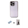 MARSİLYAN™- iPhone 13 Pro Max Kılıf Vadi Minimal - Siyah Bilvis Hayalet Cam Ekran Koruyucu + Shine Kamera Lens Koruma Cam - MI