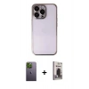 MARSİLYAN™- iPhone 13 Pro Max Kılıf Vadi Minimal - Siyah Bilvis Hayalet Cam Ekran Koruyucu + Yeşil Neon Fosforlu Kamera Lens