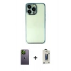 MARSİLYAN™- iPhone 13 Pro Max Kılıf Vadi Minimal - Siyah Bilvis Hayalet Cam Ekran Koruyucu + Neon Fosforlu Kamera Lens - YL